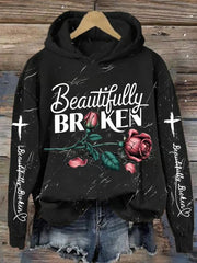 Beautifully Broken Rose Hoodie Country Music Hoodie Jelly Roll Fans Gifts For Women's - Thriftgiftshop