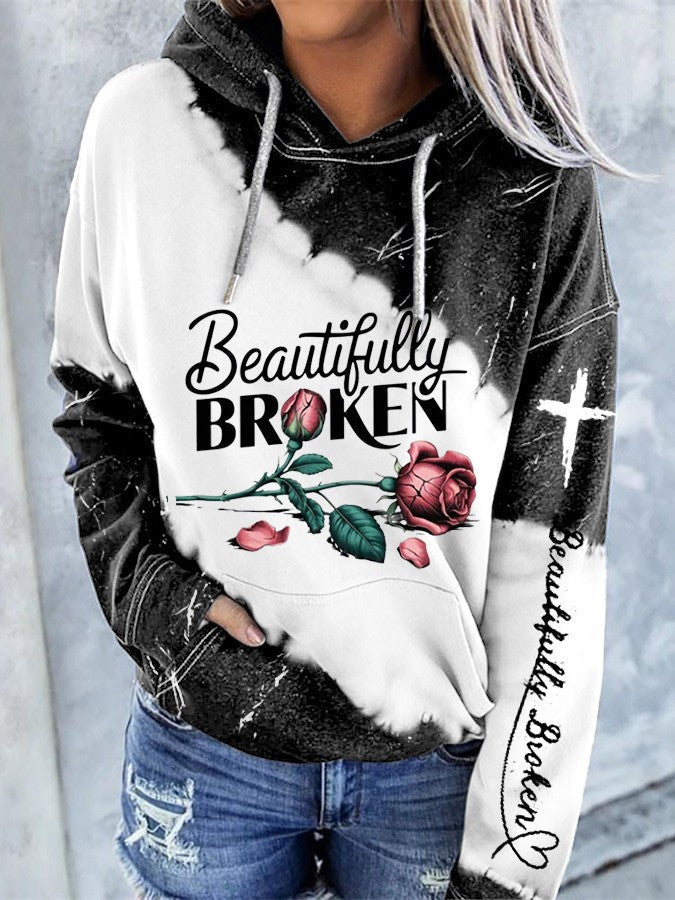 Beautifully Broken Rose Hoodie Country Music Merch Jelly Roll Fans Gift Idea for Boyfriend - Thriftgiftshop