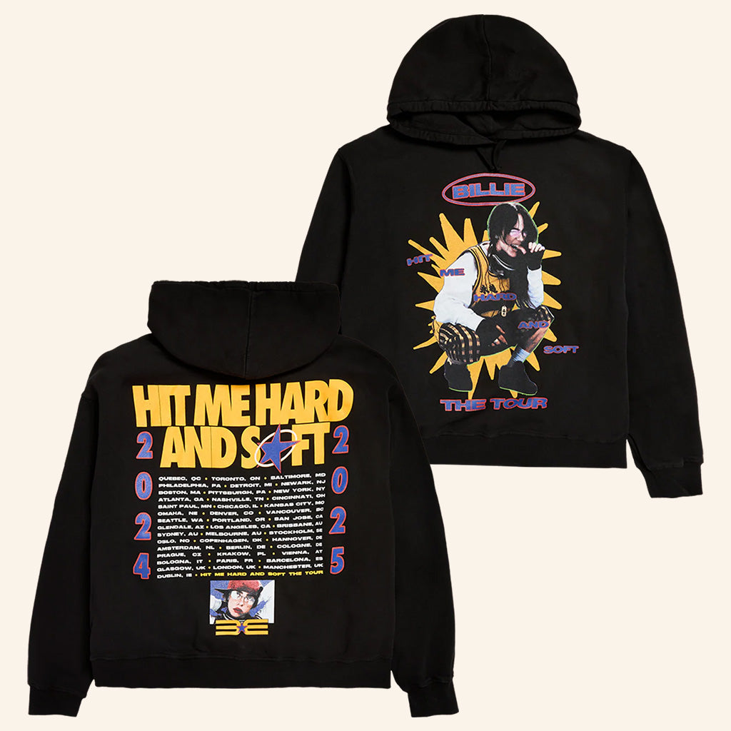 Billie Eilish Merch Hit Me Hard And Soft Tour 2025 Black Hoodie Gifts For Music Fans - Thriftgiftshop