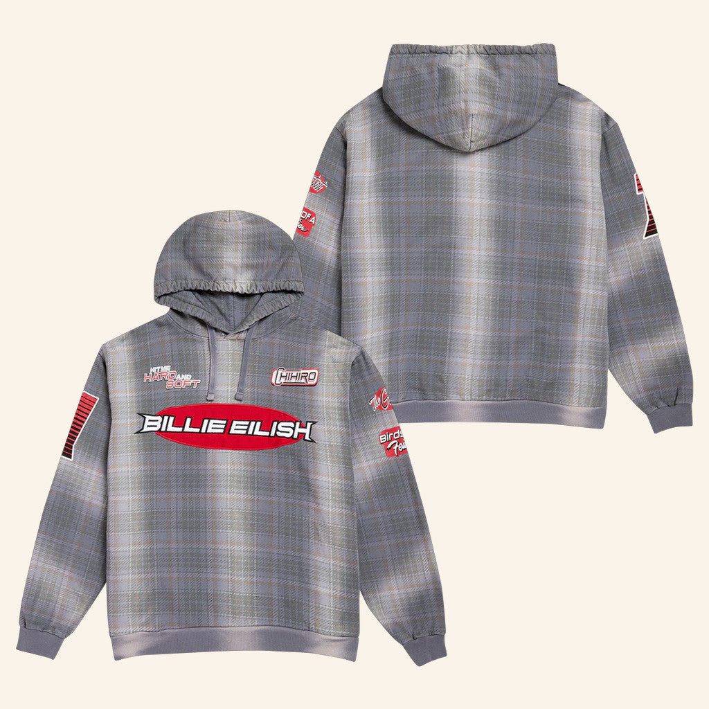 Billie Eilish Merch IRIS x Billie Upcycled Plaid Hoodie Gift Ideas For Music Lovers - Thriftgiftshop