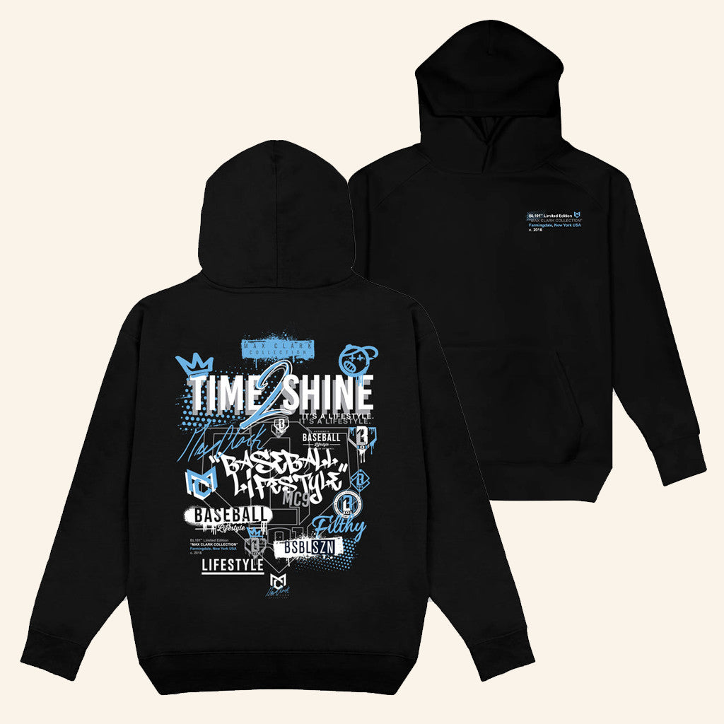 BL101 Merch Time 2 Shine Icons Black Hoodie Baseball Lifestyle Hoodie Gifts For Brothers - Thriftgiftshop