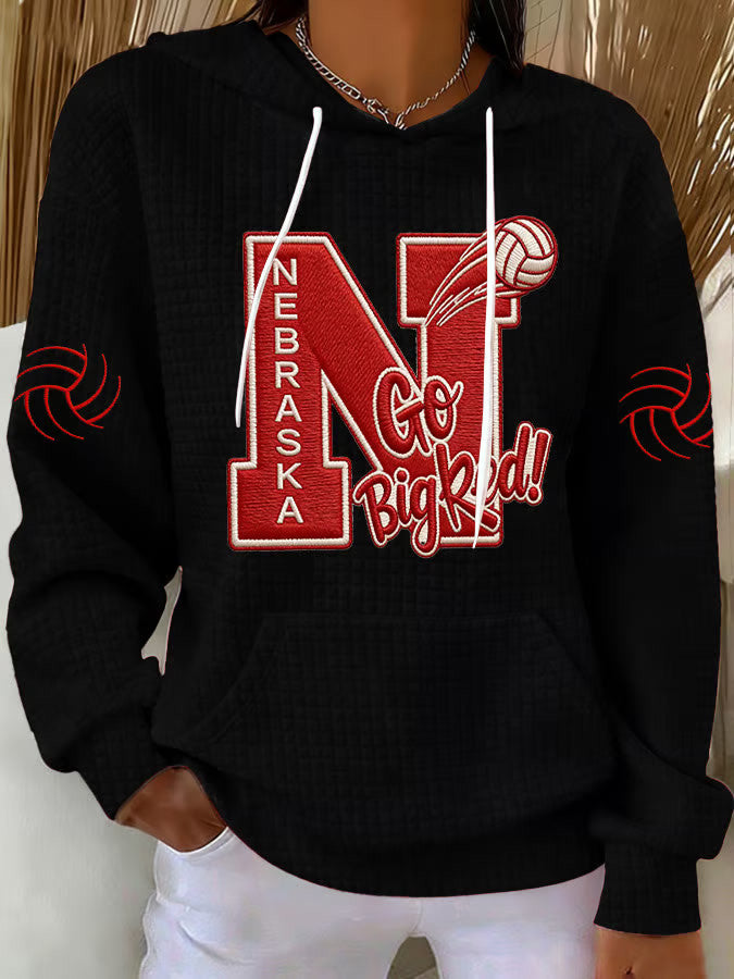 Black Nebraska Volleyball Hoodie Game Day Merch Go Big Red Sweatshirt Gifts For Volleyball Fans - Thriftgiftshop