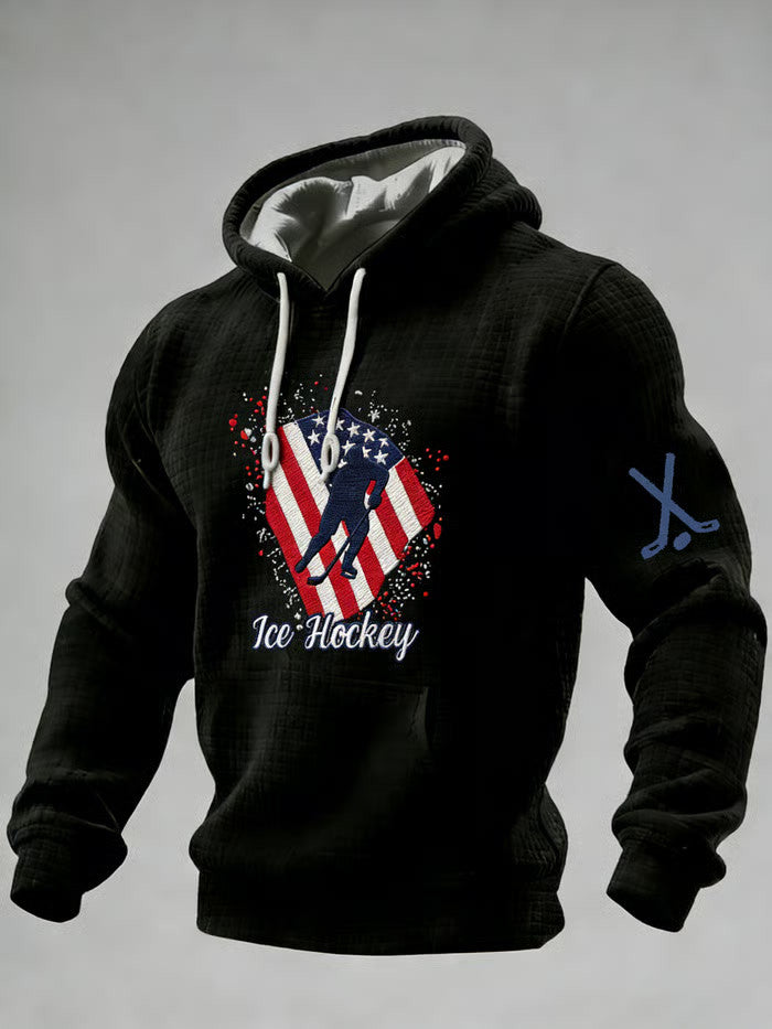 Black USA 2026 Ice Hockey Hoodie Hockey Lovers Game Day Hoodie Present For Husband - Thriftgiftshop