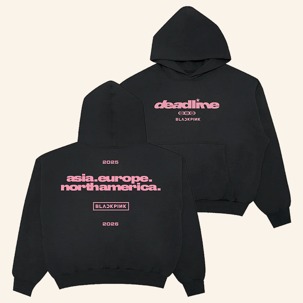 BLACKPINK Merch BLACKPINK Continent Logo Hoodie Black Gifts For Music Lovers - Thriftgiftshop