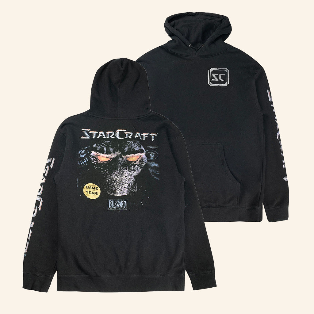 Blizzard Gear Merch Starcraft Box Art Black Hoodie Best Gifts For Game Lovers - Thriftgiftshop