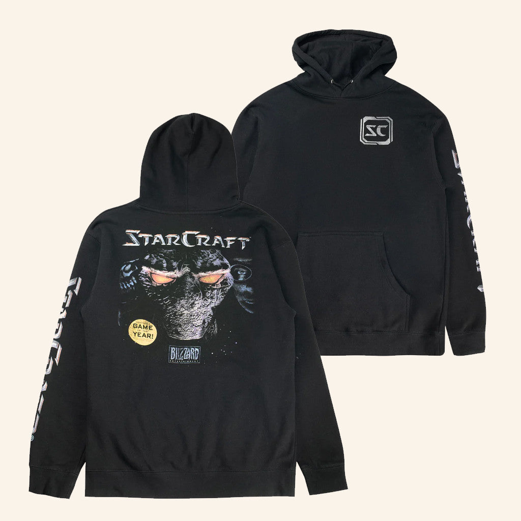 Blizzard Gear Merch Starcraft Box Art Black Hoodie Birthday Gift Ideas For Husband - Thriftgiftshop