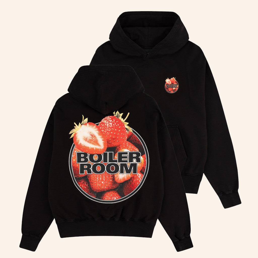 Boiler Room Merch Strawberry Logo Hoodie Black Christmas Gifts For Her - Thriftgiftshop