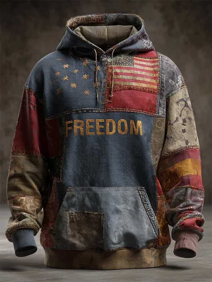 Charlie Kirk Merch Men'S Casual Retro Contrast Color Print Long-Sleeved Hooded Sweatshirt Gifts For Patriots - Thriftgiftshop