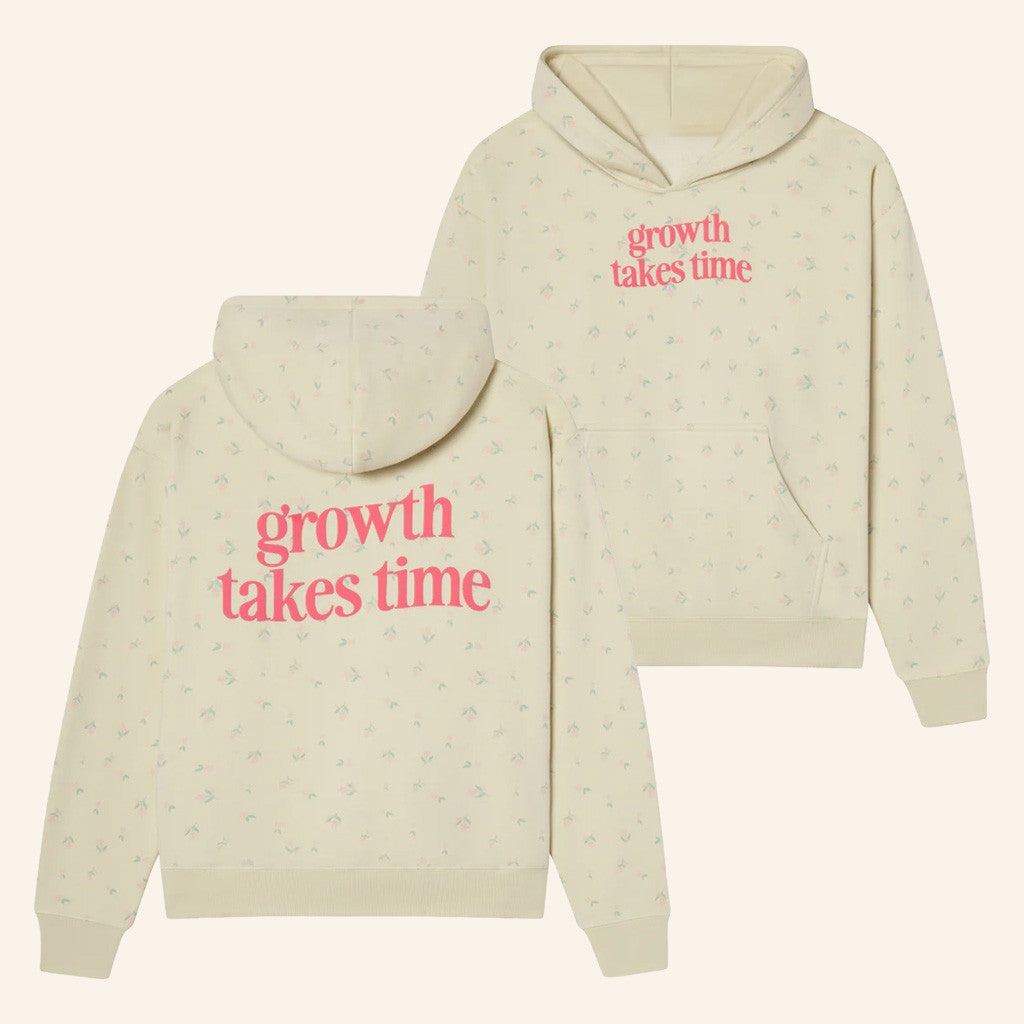 Christian Merch Growth Takes Time Floral Hoodie Christmas Ideas For Girlfriend - Thriftgiftshop