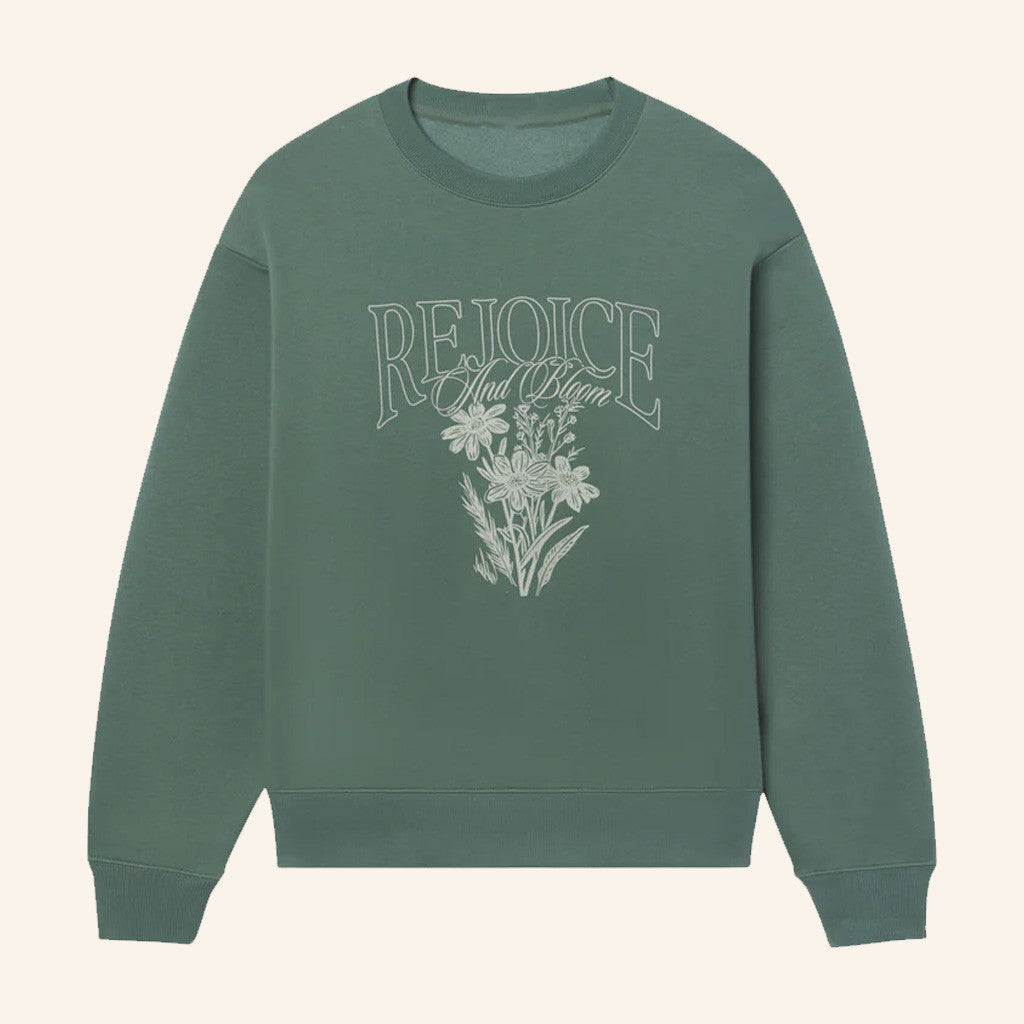 Christian Merch Rejoice And Bloom Crewneck Sweatshirt Xmas Gifts For Christian - Thriftgiftshop