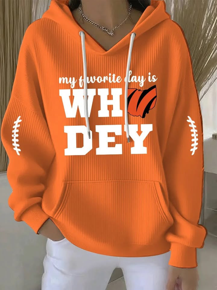 Cincinnati Football Hoodie My Favorite Day Is Who Dey Hoodie Gameday Clothes Gifts For Mom - Thriftgiftshop