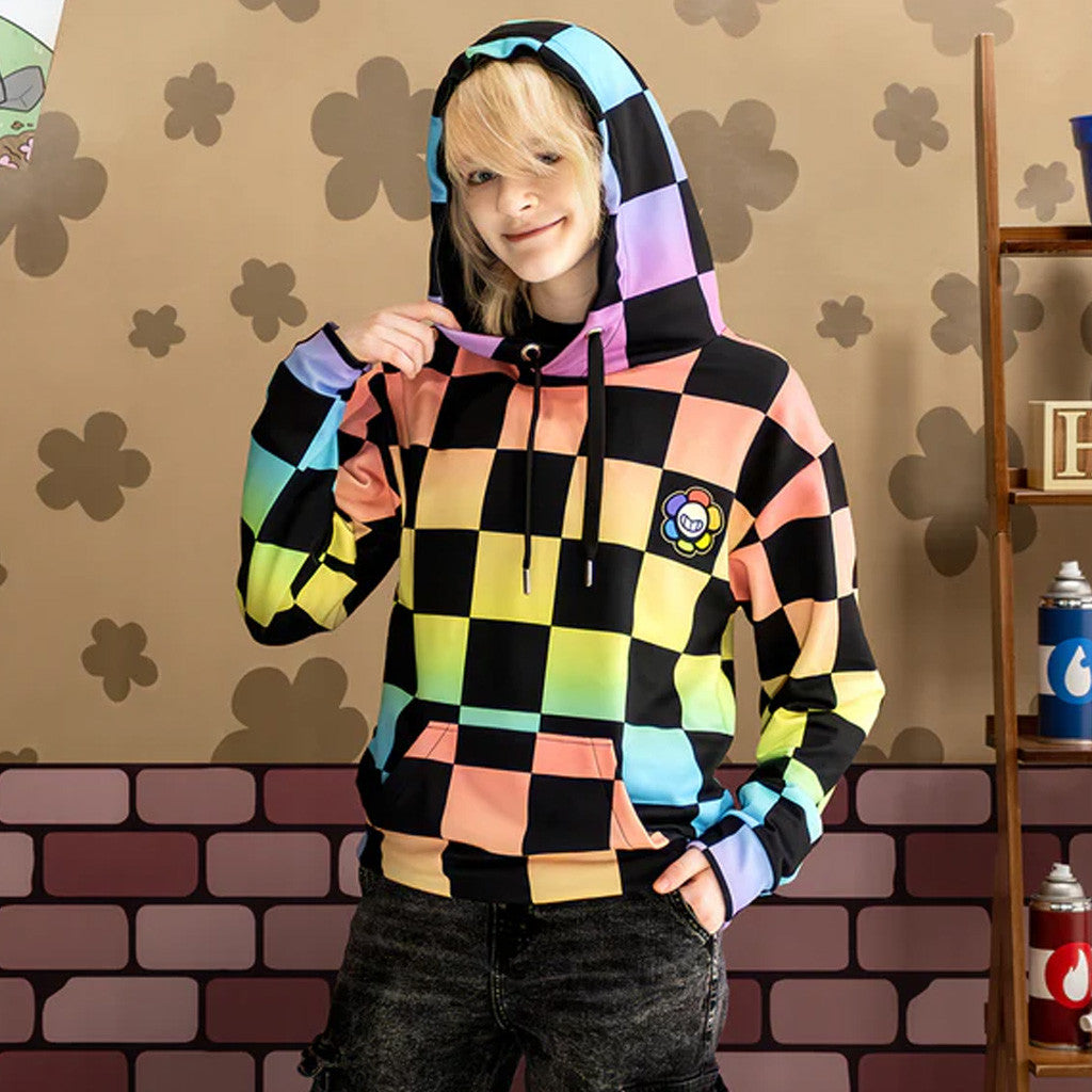 Dandy'S World Merch Dandy Emblem Checkered Hoodie Best Gifts For Sister - Thriftgiftshop