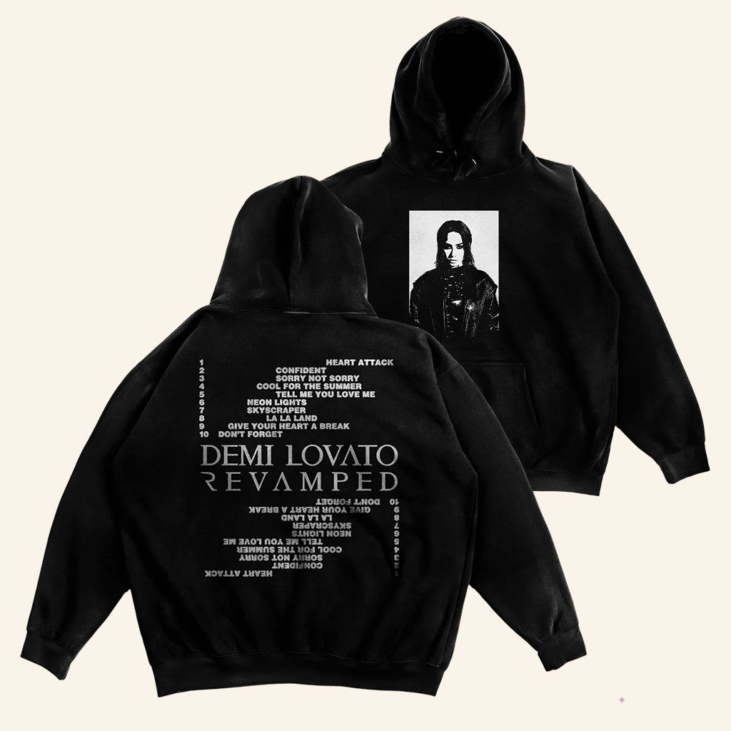 Demi Lovato Merch Revamped Black Hoodie Unique Gifts For Music Lovers - Thriftgiftshop