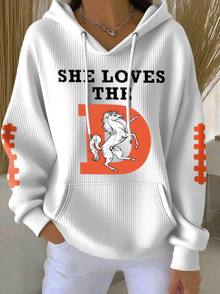 Denver Football She Loves The D Hoodie Game Day Apparel Denver Pride Merch Gift For Sister - Thriftgiftshop
