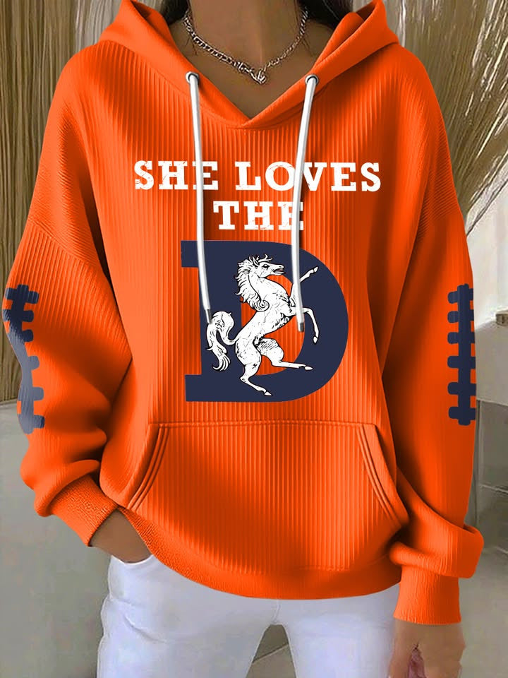 Denver Football Sweatshirt She Loves The D Sweatshirt Game Day Women's Apparel Gifts For Her - Thriftgiftshop