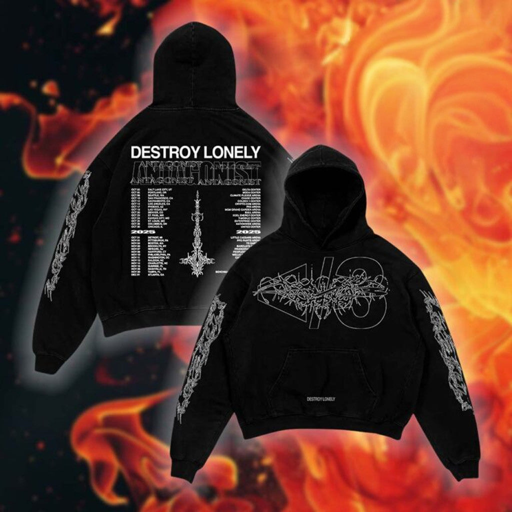 Destroy Lonely Merch Antagonist Tour 2 0 Broken Hoodie Gifts For Rapper Fans - Thriftgiftshop
