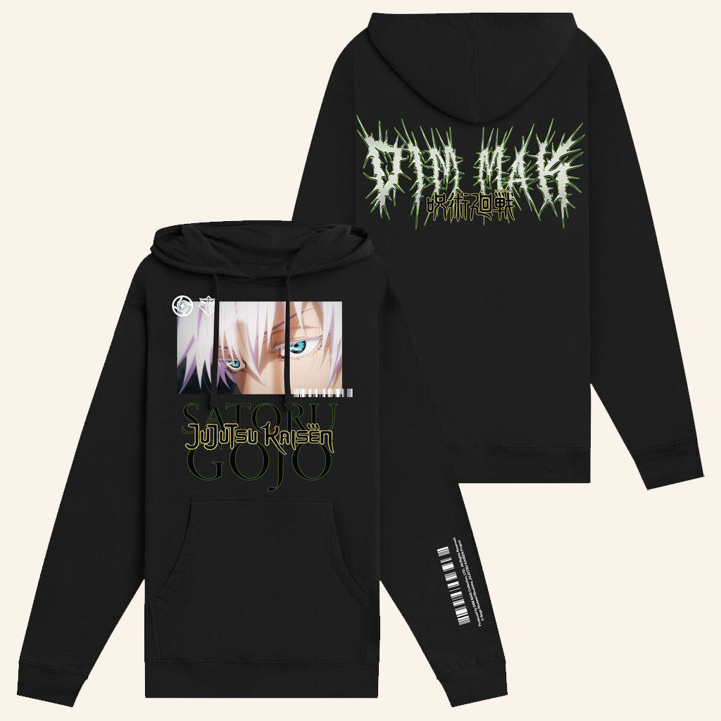 Dim Mak X Jujutsu Kaisen Merch Gojo Eyes Hoodie Cool Gifts For Anime Fans - Thriftgiftshop