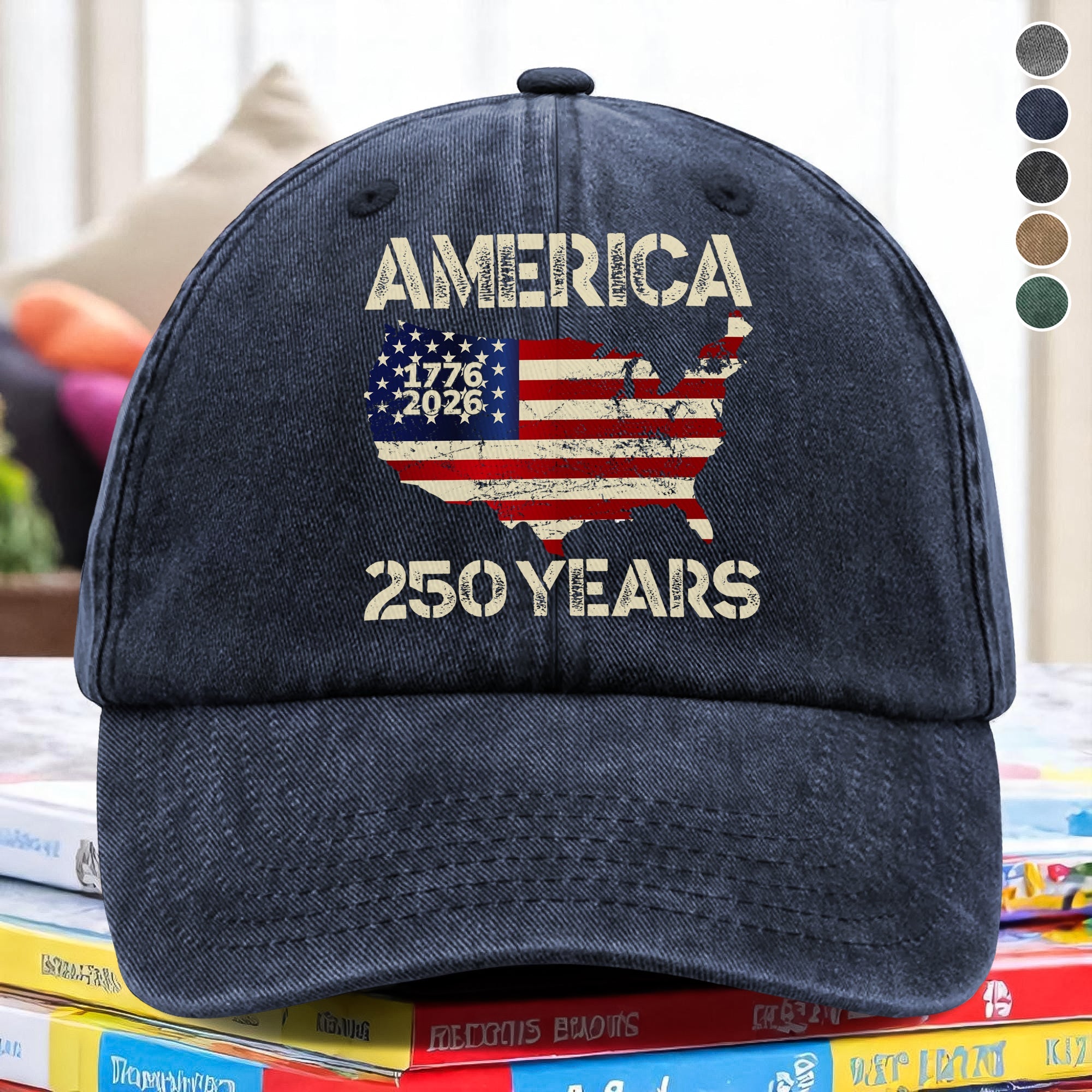 250 Years American Anniversary 250th Independence Day Washed Denim Baseball Cap Gift for My Wife