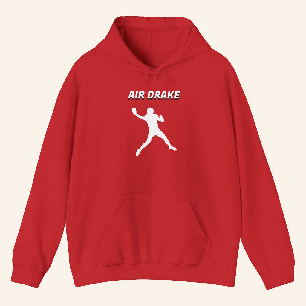 Drake Maye Lovers Merch Air Drake Hoodie Throwback Red Unique Gifts For Football Lovers - Thriftgiftshop