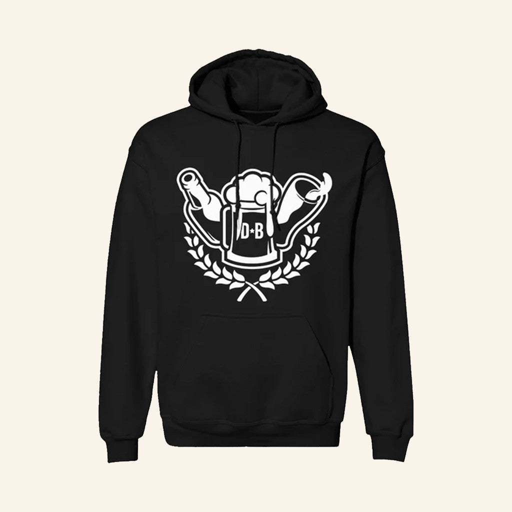Drinkin Bros Crest Black Hoodie Drinkin Bros Merch Birthday Ideas For Husband - Thriftgiftshop
