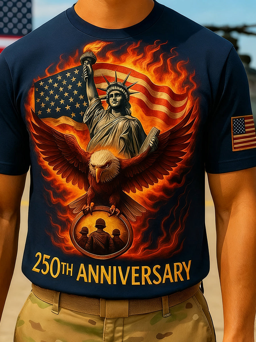 Eagle 250th Anniversary T-Shirt Liberty Of Statue Best Veterans Day Gift For Grandpa