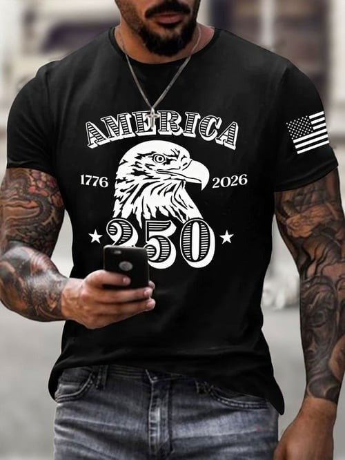 Eagle America 250th Anniversary T-Shirt Semiquincentennial Patriotic Symbols Tee Gifts