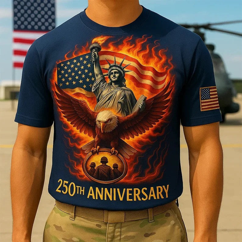 Eagle Statue Of Liberty 250th Anniversary T-Shirt Gifts That Give Back To Veterans