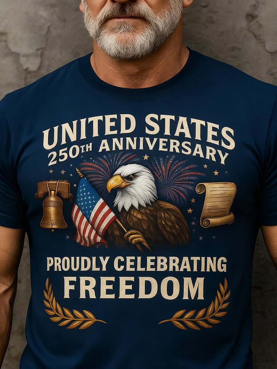 Eagle United States 250th Anniversary T-Shirt Proudly Celebrating Freedom Veterans Best Gift