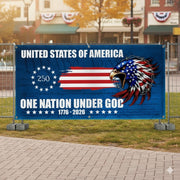 Eagle United States Of America 250th Fence Banner One Nation Under God Decor Gift For Her