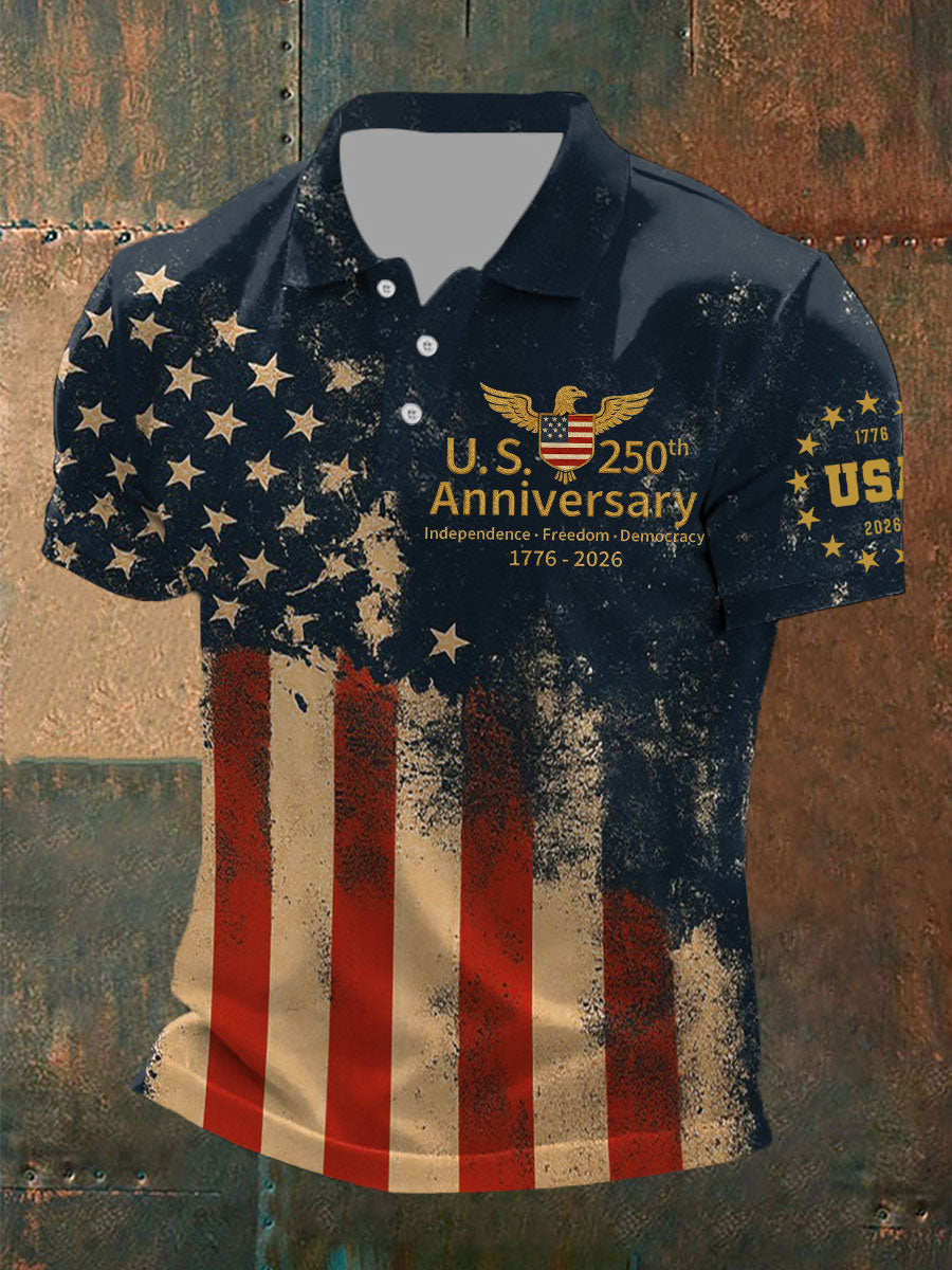Eagle US 250th Anniversary Polo Shirt Independence Freedom Democracy Gift For Man