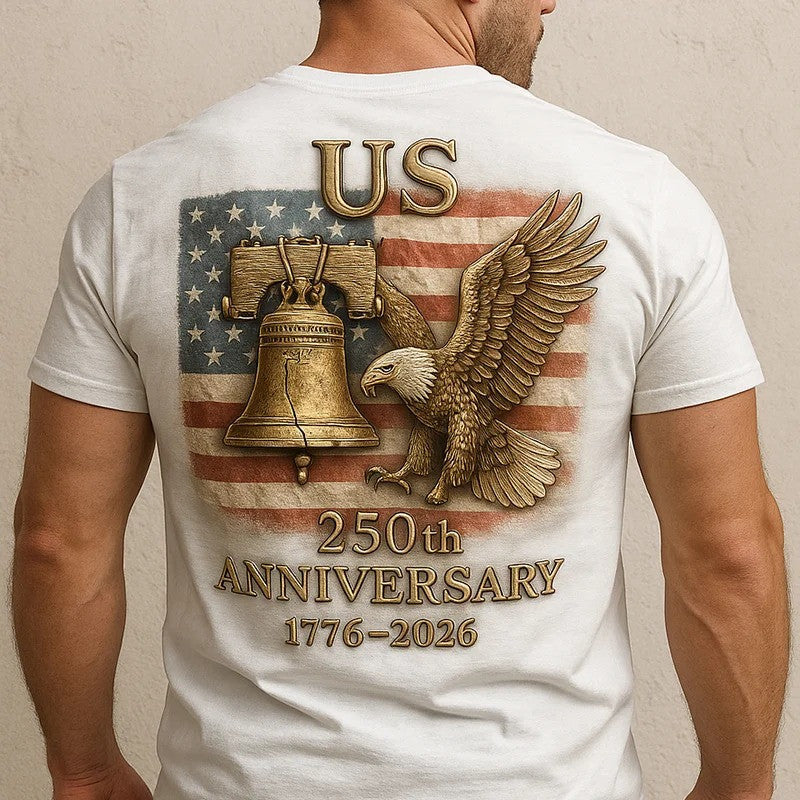 Eagle US 250th Anniversary T-Shirt 1776 2026 Retro US Flag Present For Your Veteran Friend