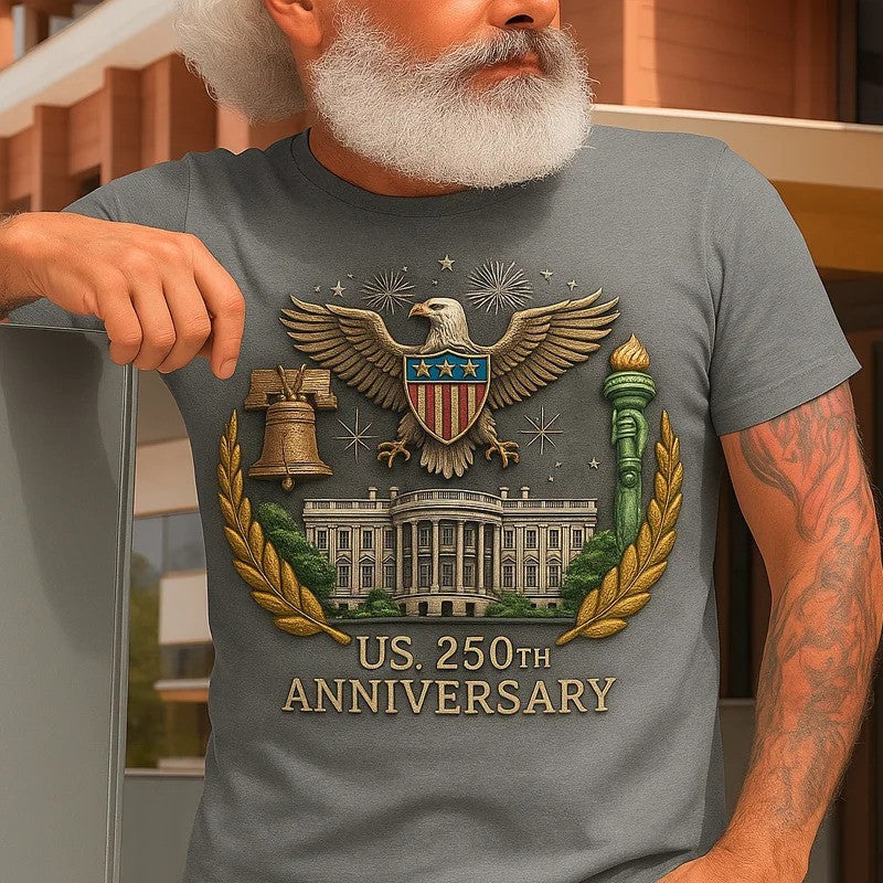 Eagle US 250th Anniversary T-Shirt White House And Bell Clothing For Your Dad