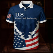 Eagle US Happy 250th Anniversary Polo Shirt American Flag Apparel Present For Your Brother