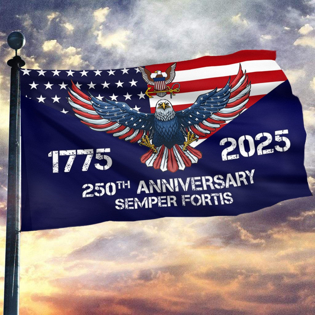 Eagle U.S. Navy Veteran 250th Anniversary Flag 1775 2025 Semper Fortis Outdoor Decor Gifts