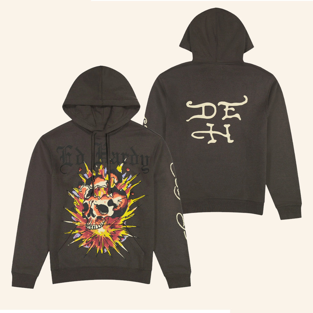 Ed Hardy Merch Exploding Skull Hoodie Ed Hardy Hoodie Birthday Present For Him - Thriftgiftshop
