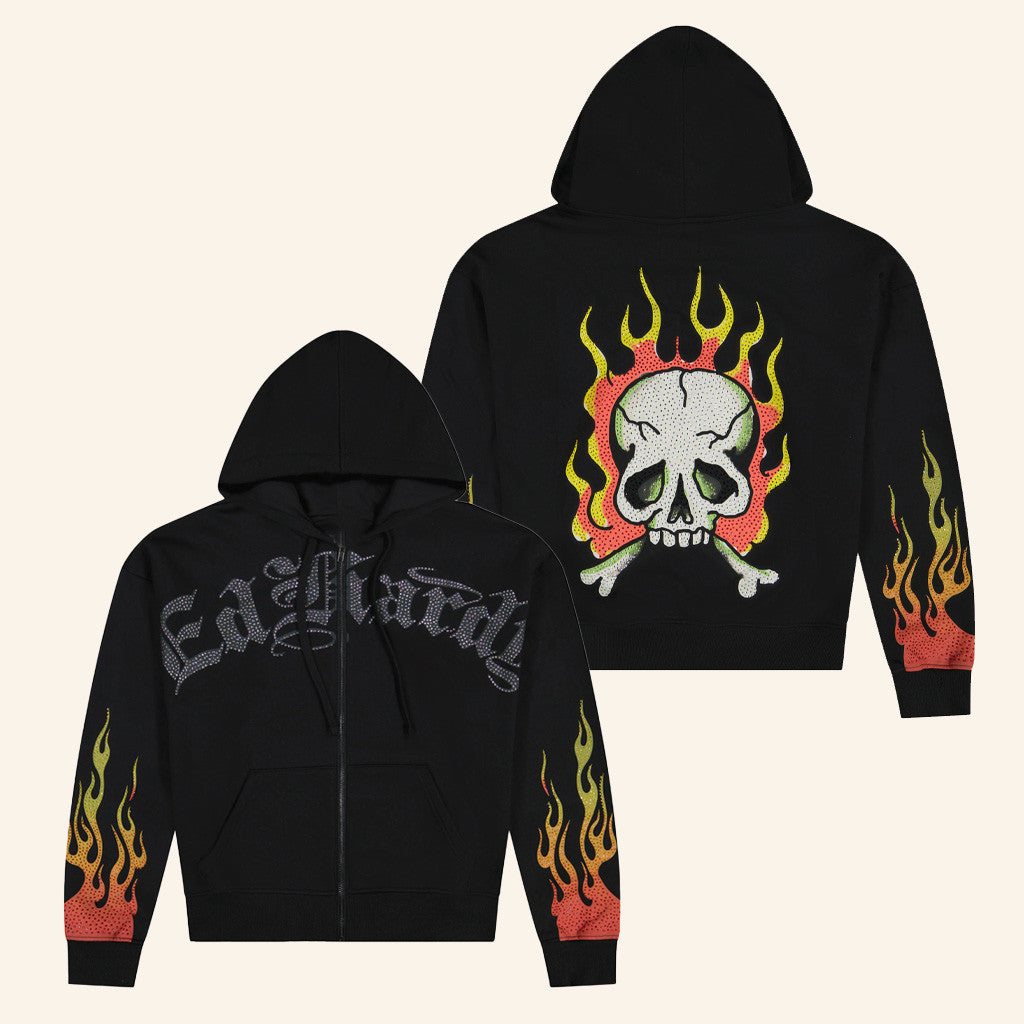 Ed Hardy Merch Skull Flames Zip Hoodie Ed Hardy Hoodie Good Gifts For Dad - Thriftgiftshop