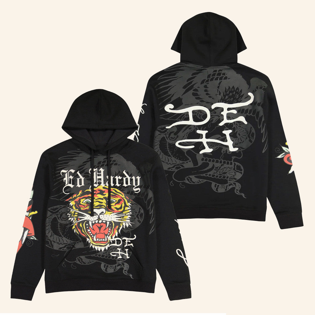 Ed Hardy Merch Tiger Dagger Hoodie Ed Hardy Hoodie Best Gifts For Dad - Thriftgiftshop