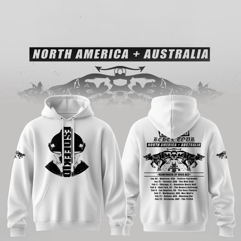 EsDeeKid Merch EsDeeKid The Rebel Tour 2026 White Hoodie Xmas Presents For Brother - Thriftgiftshop
