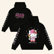 F1 Academy Hello Kitty Merch Men's Black F1 Academy X Hello Kitty Neon Hoodie Wife Gifts - Thriftgiftshop