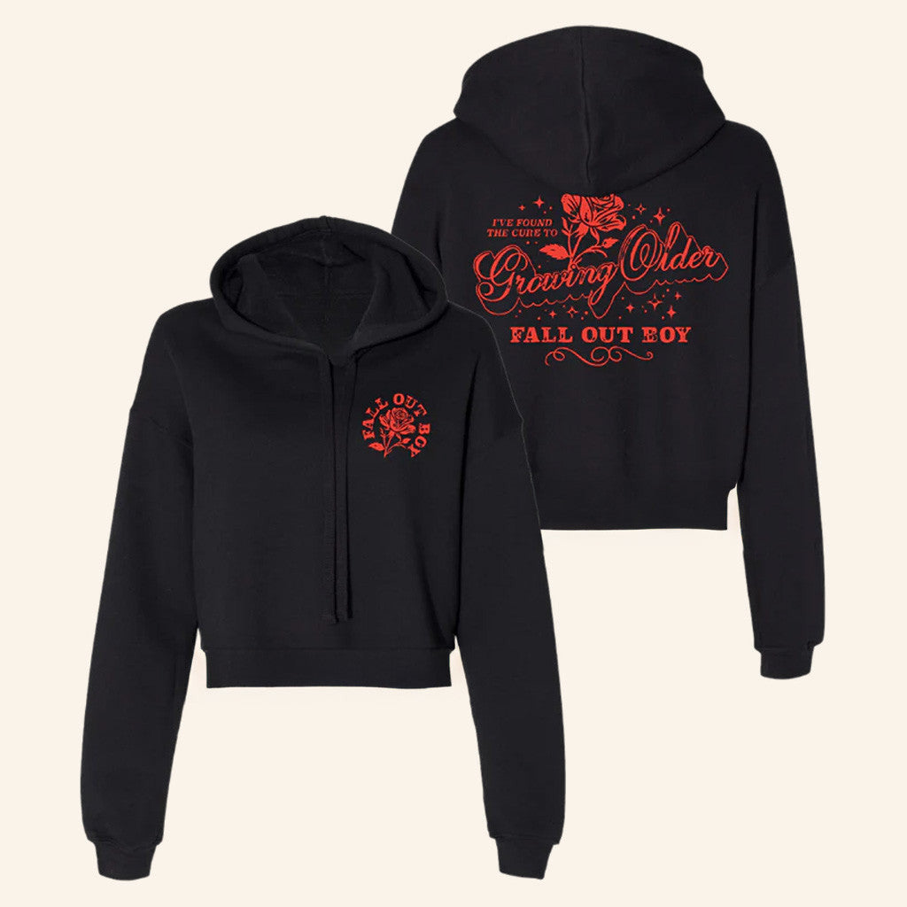 Fall Out Boy Merch Rose Cropped Hoodie Birthday Ideas For Wife - Thriftgiftshop