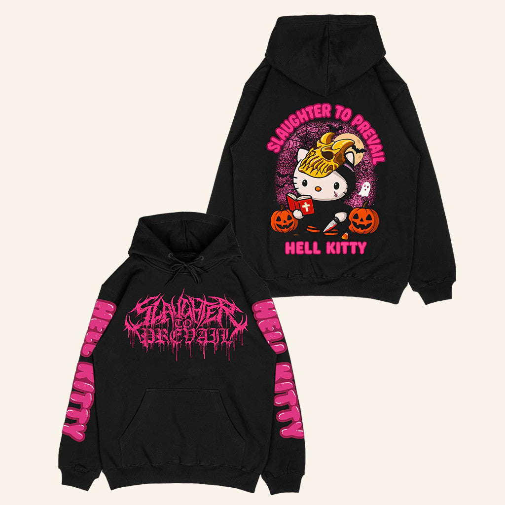 First Blood Merch Slaughter To Prevail Hell Kitty Hoodie Gift Ideas For Her - Thriftgiftshop