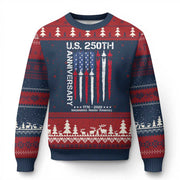 Flag Fighter Jets 250th Anniversary Ugly Christmas Sweater USA Patriotic Veterans Gifts