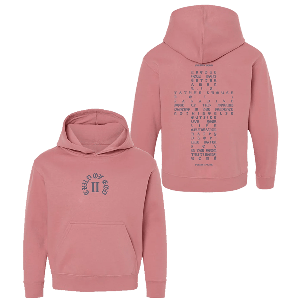 Forrest Frank Merch Forrest Frank Tour Merch Child Of God II Tracklist Pink Childrens Hoodie - Thriftgiftshop