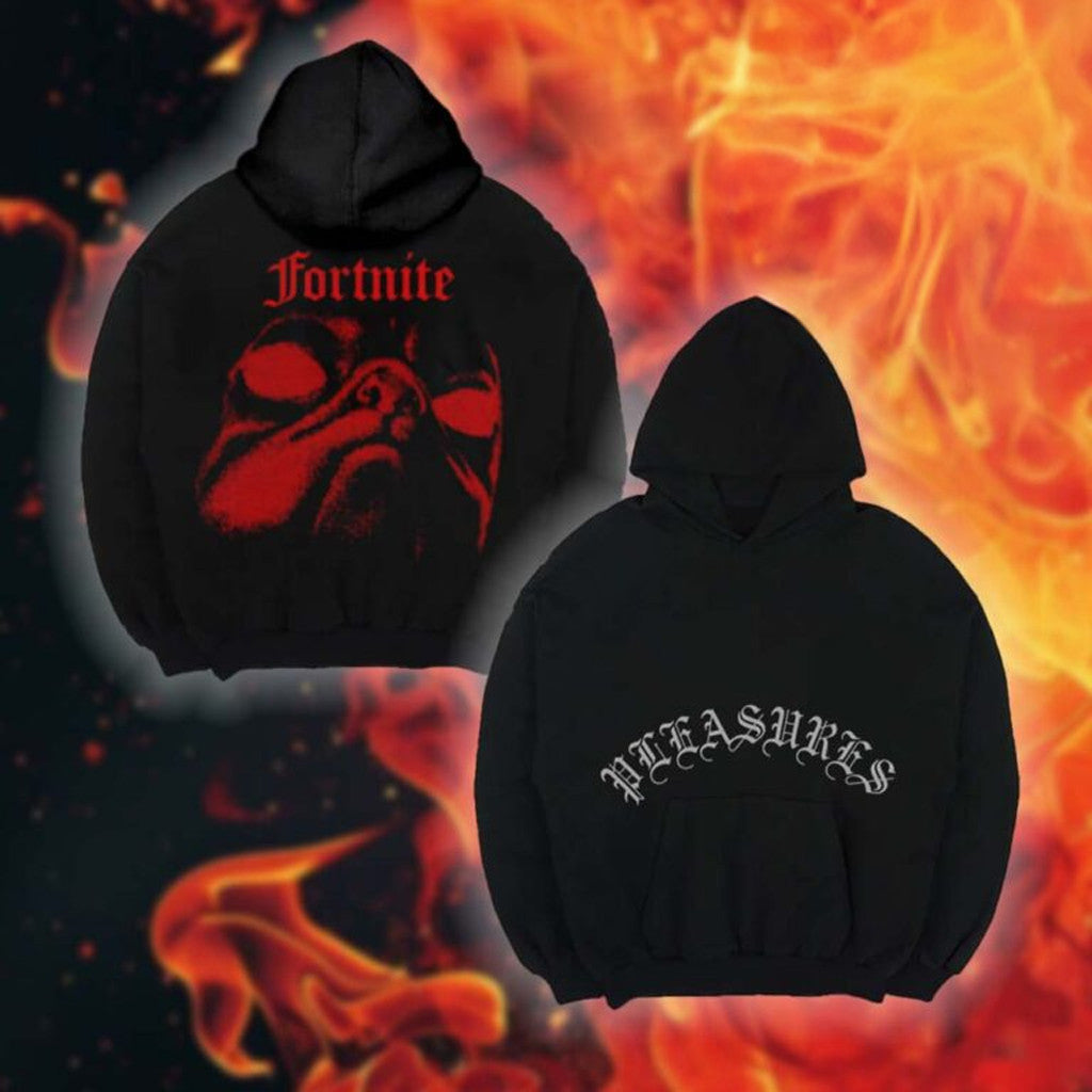 Fortnite x Pleasures Merch Collection Inferno Face Hoodie Gifts Ideas For Husband - Thriftgiftshop