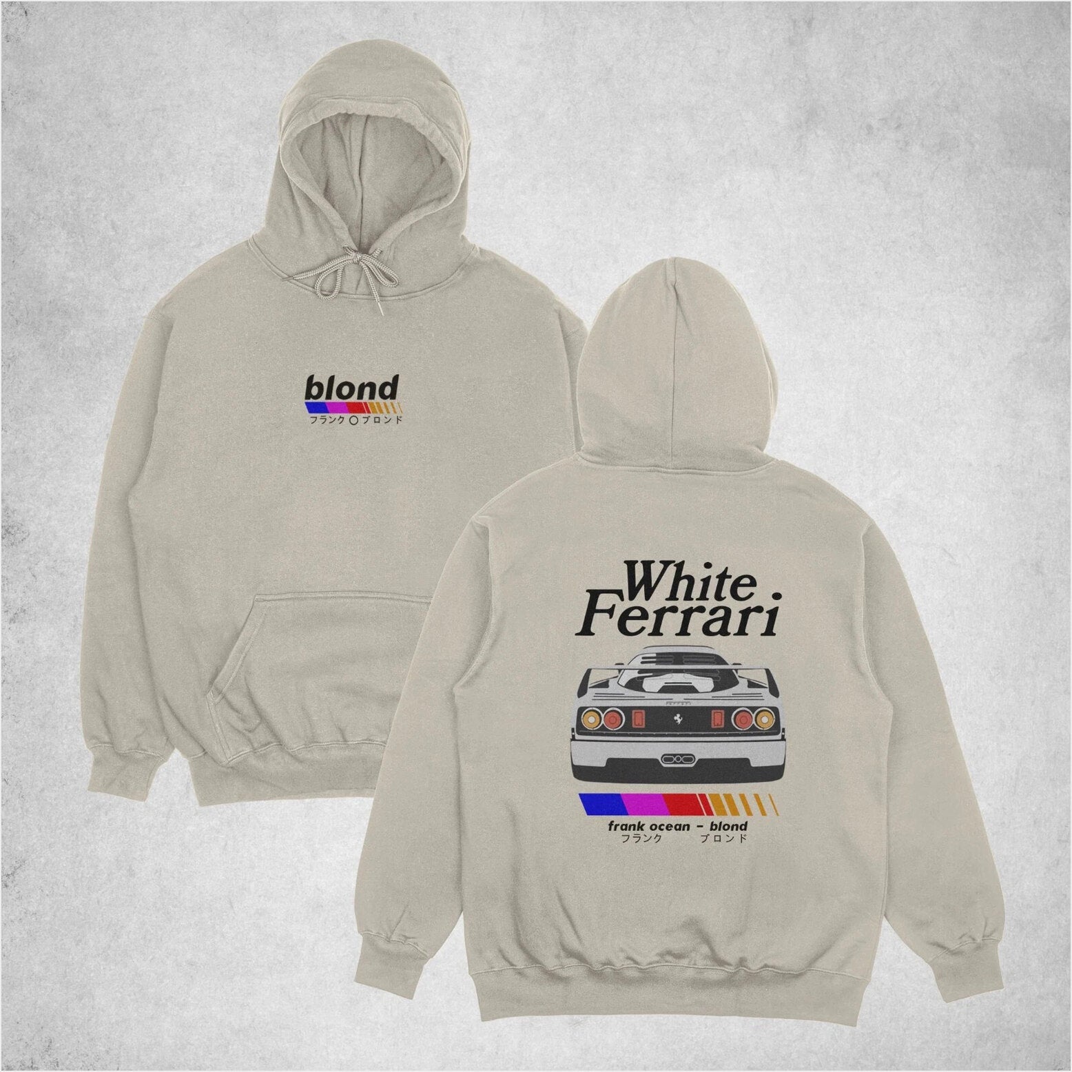 Frank Ocean Blond White Ferrari Hoodie, Inspired Blond Album Hoodie Gifts For Her Trendy Merch - Thriftgiftshop