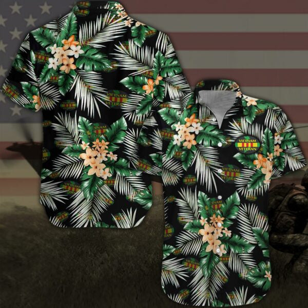 Vietnam Veteran Hawaii Shirt, Military Hawaiian Shirt, Floral Shirt, Gifts For Him, Gifts For Dad
