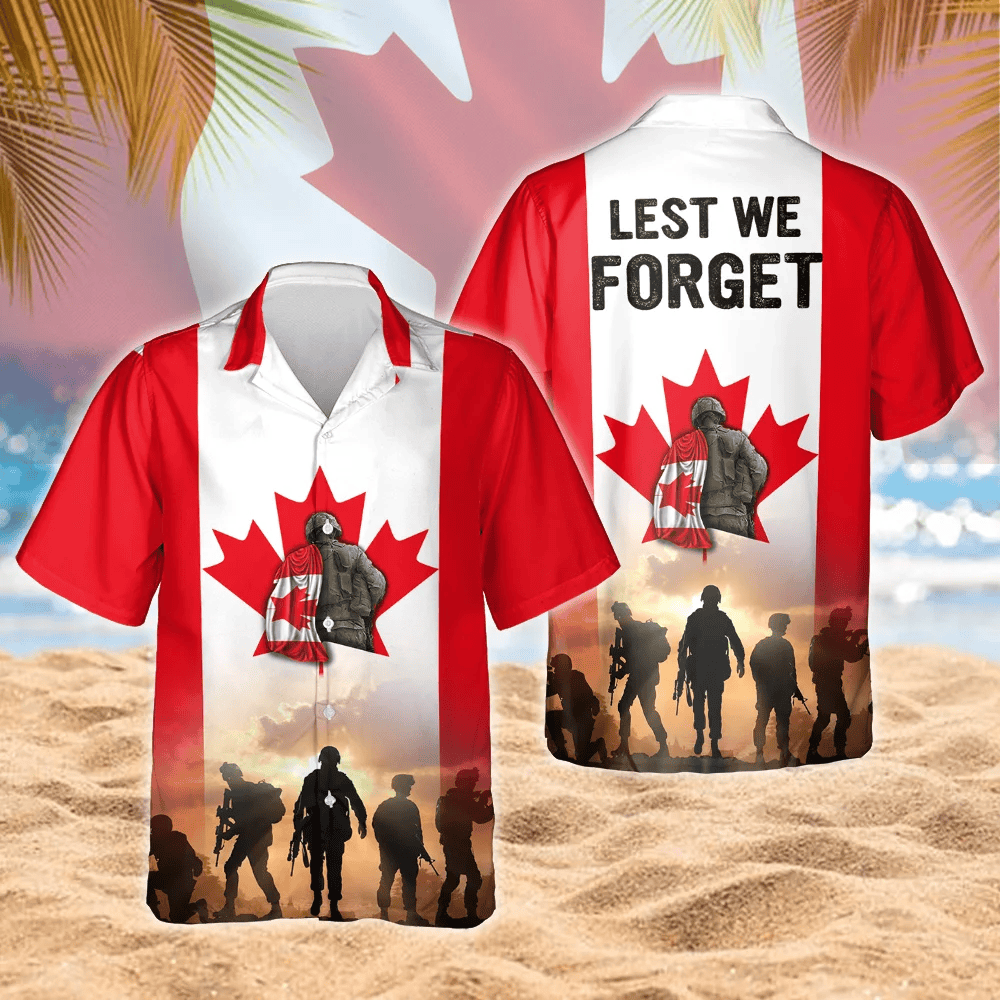 Canadian Veteran Hawaiian Shirt Lest We Forget