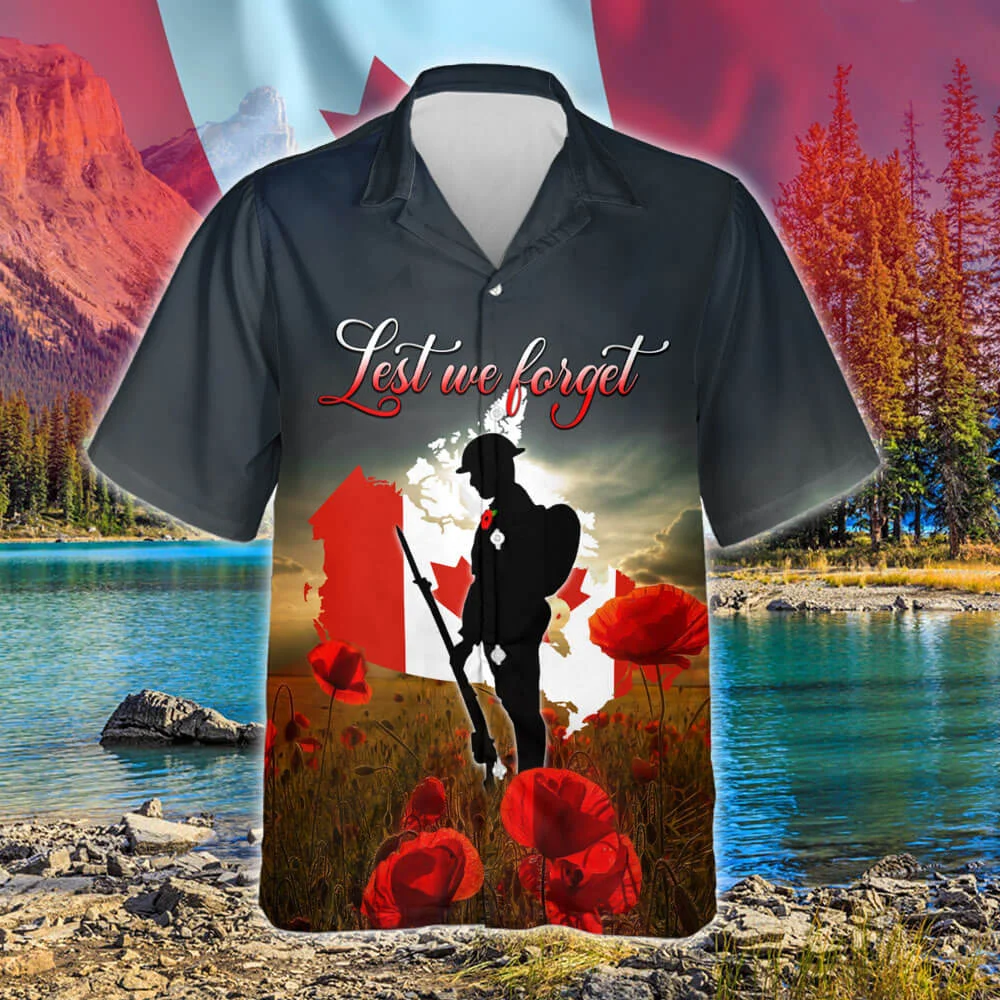 Canadian Veteran. Lest We Forget Canada Hawaiian Shirt