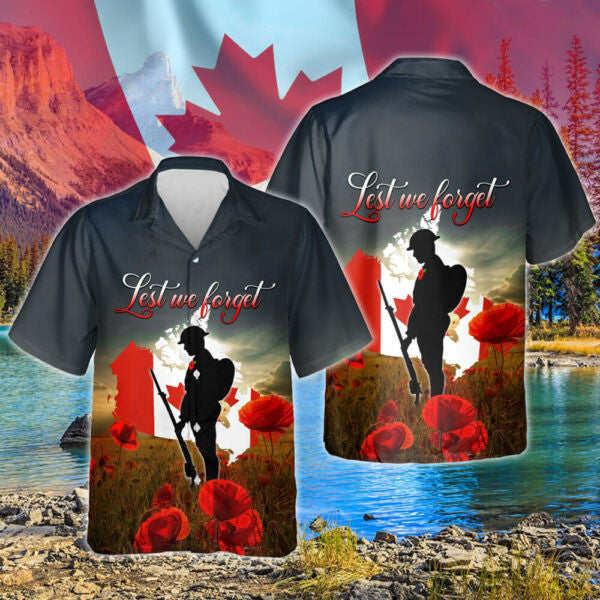 Canadian Veteran. Lest We Forget Canada Hawaiian Shirt