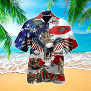 Veteran Eagle Us Flag Printed Hawaiian Shirt